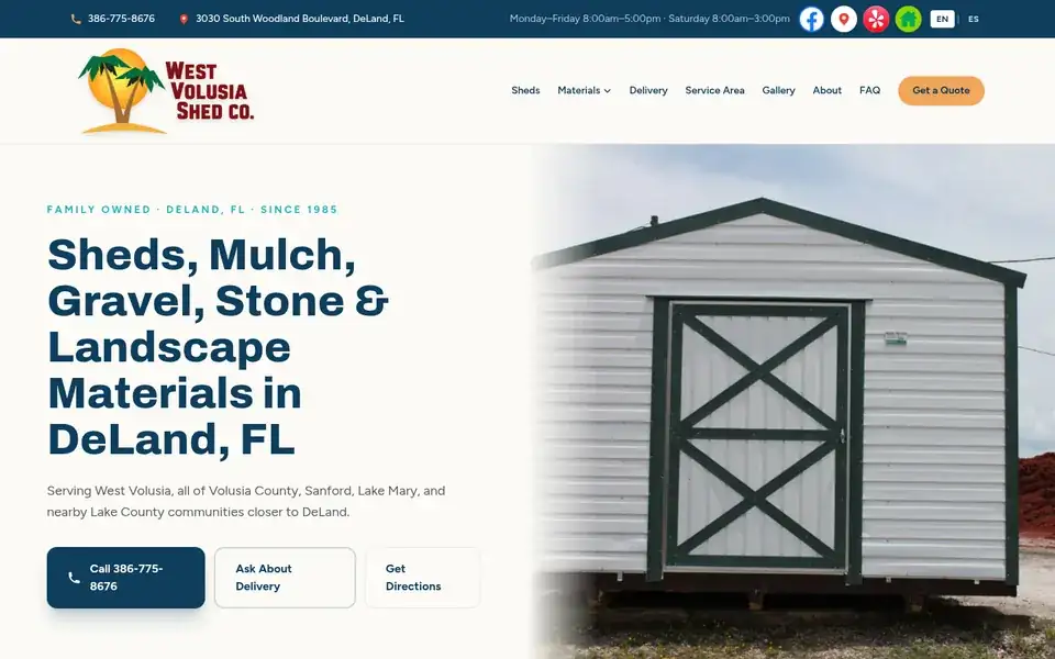 West Volusia Shed Co. website